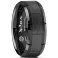 thumbnail image 1 of Tungsten Rings for Men Wedding Bands for Him Womens Wedding Bands for Her 8mm Black Pattern Brushed, 1 of 6