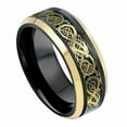 thumbnail image 1 of Tungsten Rings for Men Wedding Bands for Him Womens Wedding Bands for Her 8mm Black Yellow Gold Loyal Celtic Dragon Knot, 1 of 9