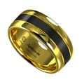 thumbnail image 1 of Tungsten Rings for Men Wedding Bands for Him Womens Wedding Bands for Her 8mm Dome Polish Gold Black Center, 1 of 9