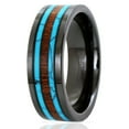 thumbnail image 1 of Tungsten Rings for Men Wedding Bands for Him Womens Wedding Bands for Her 8mm Hi-Tech Ceramic Hawaiian Koa Wood and Turquoise Wedding Band, 1 of 7