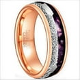 thumbnail image 1 of Tungsten Rings for Men Wedding Bands for Him Womens Wedding Bands for Her 8mm Rose Gold Purple Agate Meteorite Arrow, 1 of 7