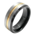 thumbnail image 1 of Tungsten Rings for Men Wedding Bands for Him Womens Wedding Bands for Her 8mm Silver Brushed Black Edge Gold Stripe, 1 of 7