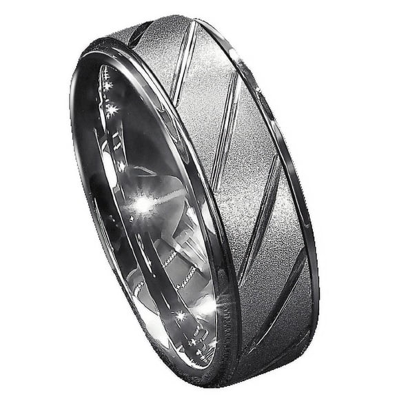 Tungsten Rings for Men Wedding Bands for Him Womens Wedding Bands for Her 8mm Silver Sandblasted Finish Groove