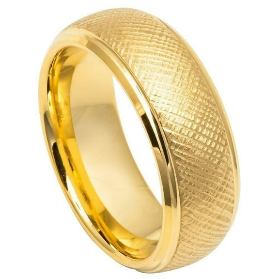 Tungsten Rings for Men Wedding Bands for Him Womens Wedding Bands for Her 8mm Vermeil Florentine Finish