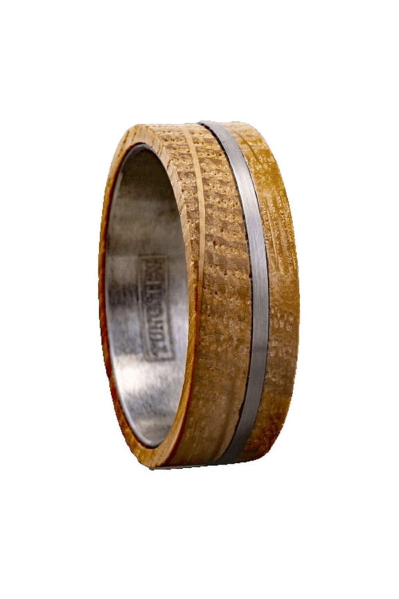 Tungsten Rings for Men Wedding Bands for Him Womens Wedding Bands for Her 8mm With Whiskey Barrel Wood Brushed Stripe