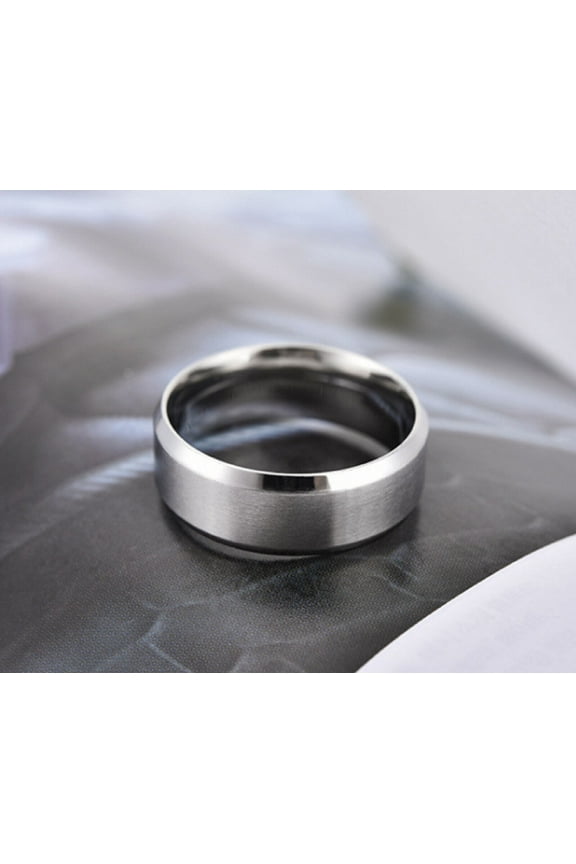 Tungsten Rings for Men Women Engagement Wedding Band 8mm Brushed Matte Beveled Edge Gold Classical Plain Comfort Fit