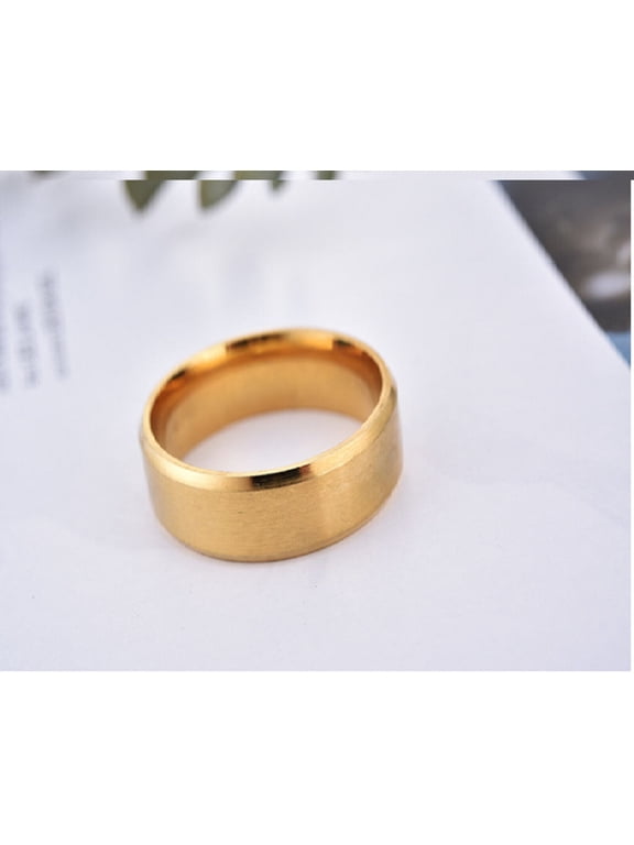Tungsten Rings for Men Women Engagement Wedding Band 8mm Brushed Matte Beveled Edge Gold Classical Plain Comfort Fit