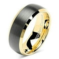 thumbnail image 1 of Tungsten Rings for Men Women Wedding Band Black Matte Gold Dome Edge Sizes 6-16 (Tungsten, 6.5), 1 of 6