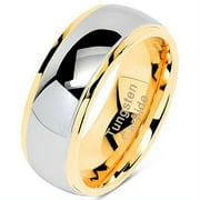 Tungsten Rings for Men Women Wedding Band Two Tone Gold Silver Engagement Sizes 6-16 Tungsten, 11
