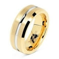thumbnail image 1 of Tungsten Rings for Mens Gold Wedding Bands Silver Grooved Two Tone 8mm Wide Size 6-16 (Tungsten, 12), 1 of 6