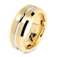 thumbnail image 1 of Tungsten Rings for Mens Gold Wedding Bands Silver Grooved Two Tone 8mm Wide Size 6-16 (Tungsten, 13.5), 1 of 6