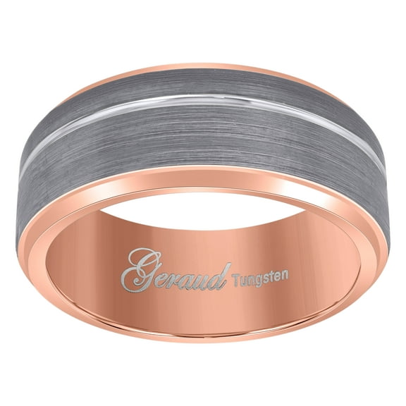 Tungsten Rose-Tone Mens Brushed 8 mm Comfort-fit Bridal Anniversary Engagement Wedding Band Size-8.5