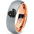 thumbnail image 1 of Tungsten Rubber Ducky Duck Band Ring 7mm Men Women Comfort Fit 18k Rose Gold Dome Brushed Gray Polished, 1 of 4