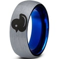 thumbnail image 1 of Tungsten Rubber Ducky Duck Band Ring 8mm Men Women Comfort Fit Blue Dome Brushed Gray Polished, 1 of 4
