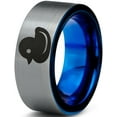 thumbnail image 1 of Tungsten Rubber Ducky Duck Band Ring 8mm Men Women Comfort Fit Blue Flat Cut Brushed Gray Polished, 1 of 4