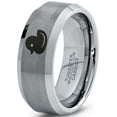 thumbnail image 1 of Tungsten Rubber Ducky Duck Band Ring 8mm Men Women Comfort Fit Gray Step Bevel Edge Brushed Polished, 1 of 4