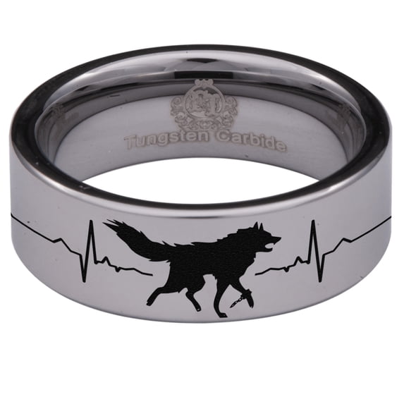 Tungsten Running Wolf Lifeline Ring