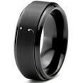 thumbnail image 1 of Tungsten Semicolon Punctuation Mark Symbol Band Ring 8mm Men Women Comfort Fit Black Step Bevel Edge Brushed Polished, 1 of 4