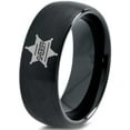 thumbnail image 1 of Tungsten Sheriff Deputy Authoriy Crest Badge Band Ring 8mm Men Women Comfort Fit Black Dome Brushed Polished, 1 of 4