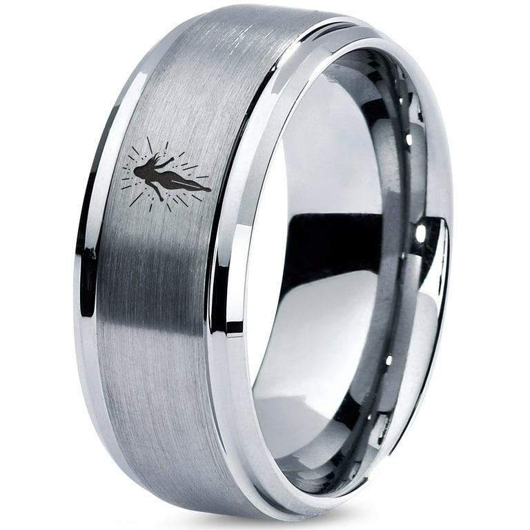 Tungsten Simple Gray Ring Gamer Valentines Day Gift for Men