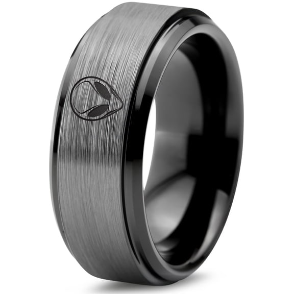 Tungsten Black and Gray Mens Wedding Band Valentines Gamer Minimalist Ring 6mm First Fathers Day