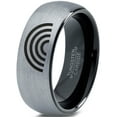 thumbnail image 1 of Tungsten Sky Spectrum Rainbow Band Ring 8mm Men Women Comfort Fit Black Dome Brushed Gray Polished, 1 of 4