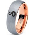 thumbnail image 1 of Tungsten Snake Serpent Slither Rattle Bite Band Ring 7mm Men Women Comfort Fit 18k Rose Gold Dome Brushed Gray Polished, 1 of 4