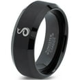 thumbnail image 1 of Tungsten Snake Serpent Slither Rattle Bite Band Ring 8mm Men Women Comfort Fit Black Beveled Edge Brushed Polished, 1 of 4