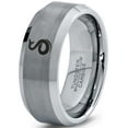 thumbnail image 1 of Tungsten Snake Serpent Slither Rattle Bite Band Ring 8mm Men Women Comfort Fit Gray Bevel Edge Brushed Polished, 1 of 4