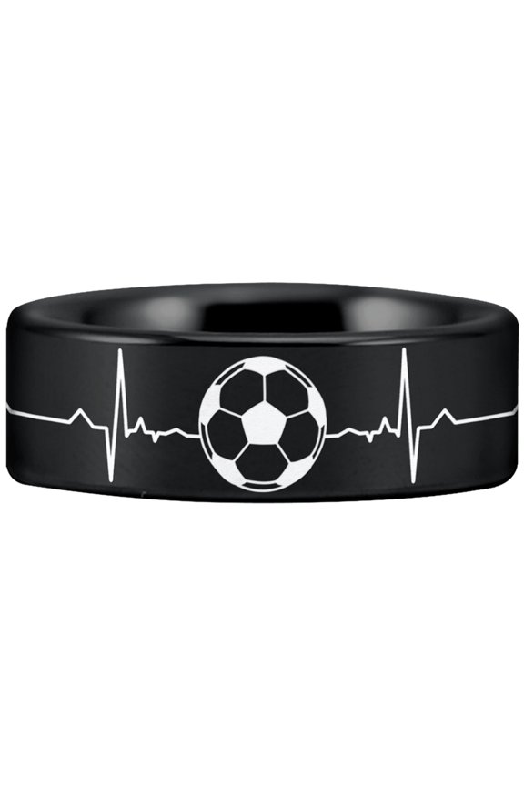 Tungsten Soccer Lifeline Ring