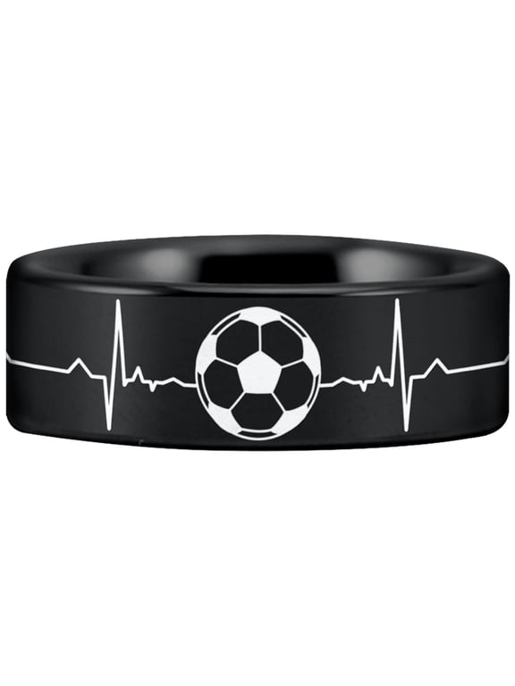 Tungsten Soccer Lifeline Ring