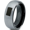 thumbnail image 1 of Tungsten South Dakota The Mount Rushmore State Band Ring 8mm Men Women Comfort Fit Black Dome Brushed Gray Polished, 1 of 4