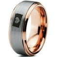 thumbnail image 1 of Tungsten South Dakota The Mount Rushmore State Heart Band Ring 8mm Men Women Comfort Fit 18k Rose Gold Step Bevel Edge Brushed Polished, 1 of 4