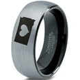 thumbnail image 1 of Tungsten South Dakota The Mount Rushmore State Heart Band Ring 8mm Men Women Comfort Fit Black Dome Brushed Gray Polished, 1 of 4