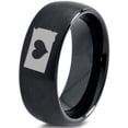 thumbnail image 1 of Tungsten South Dakota The Mount Rushmore State Heart Band Ring 8mm Men Women Comfort Fit Black Dome Brushed Polished, 1 of 4