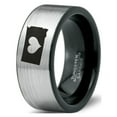 thumbnail image 1 of Tungsten South Dakota The Mount Rushmore State Heart Band Ring 8mm Men Women Comfort Fit Brushed Gray Flat Cut Black Polished, 1 of 4