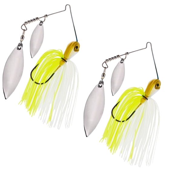 Tungsten Spinner Bait- 3/8 oz- White Chartreuse (2 Pack)