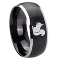 thumbnail image 1 of Tungsten Squirrel 8mm Brushed Black 2 Tone Dome Polished Edges Men Ring, 1 of 2