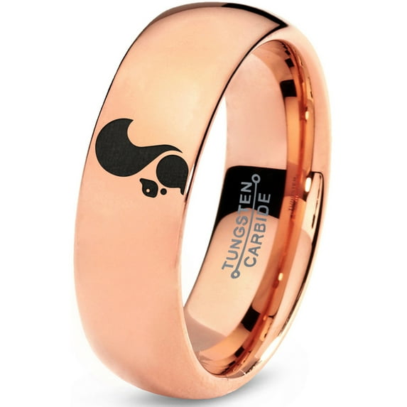 Tungsten Squirrel Rodent Chipmunks Band Ring 7mm Men Women Comfort Fit 18k Rose Gold Dome Polished