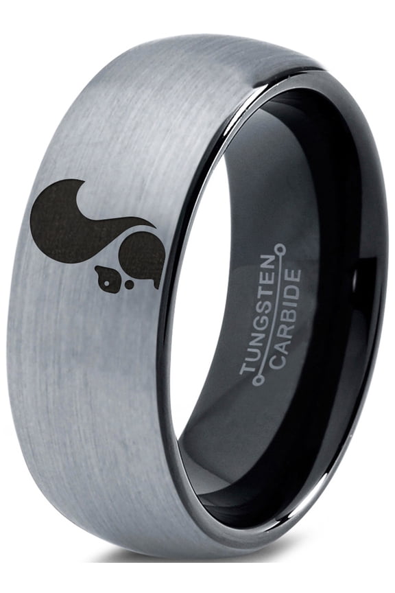 Tungsten Squirrel Rodent Chipmunks Band Ring 8mm Men Women Comfort Fit Black Dome Brushed Gray Polished