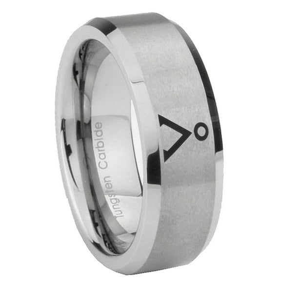 Tungsten Stargate 8mm Brushed Gray Beveled Edges Men's Ring