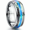 thumbnail image 1 of Tungsten Steel Carbide Inlaid Shells Blue Opal Men Rings, 1 of 2