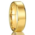 thumbnail image 1 of Tungsten Steel Couple Rings Classic Flat Beveled Gold Finish, 1 of 5