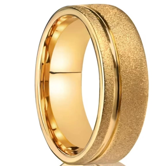 Tungsten Steel Couple Wedding Ring Sandblasted Classic Men's and Women's Ring 18K Gold Electroplated Ring