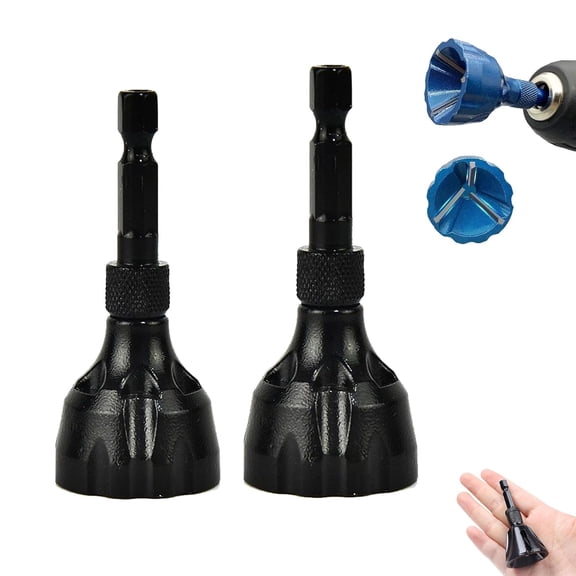 Tungsten Steel Deburring Chamfer Drill Bit Set 2Pcs Hex Shank External Bolt Burr Remover For Metal Repair Work(Black)
