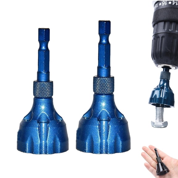 Tungsten Steel Deburring Chamfer Tool, 2pc Heavy Duty Bolt Repair & Thread Restorer, Metal Burr Remover Drill Bit Attachment, Built-in Blade, for Drill, External Chamfer Tool Remove Burr Fits (Blue)