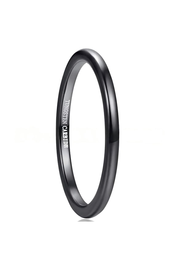 Tungsten Steel Ring 2 mm Wide Black Thin Ring Tungsten Steel Ring Unisex Tail Ring