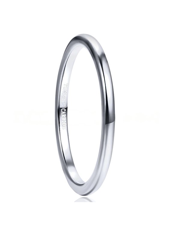 Tungsten Steel Ring 2 mm Wide White Tungsten Steel Ring Unisex Tail Ring