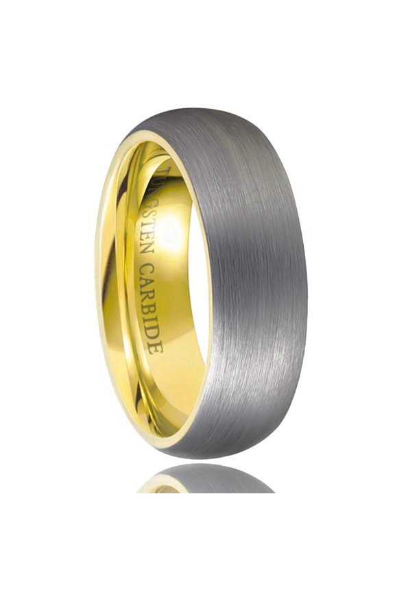 Tungsten Steel Ring Electroplated Gold Classic Curved Surface Sand Ring