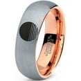 thumbnail image 1 of Tungsten Sunset Ocean Horizon View Band Ring 7mm Men Women Comfort Fit 18k Rose Gold Dome Brushed Gray Polished, 1 of 4